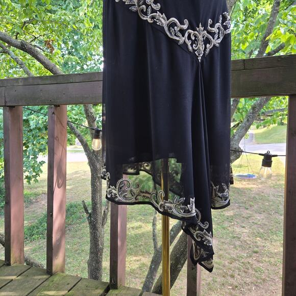 Vintage Y2K Whimsigoth Fairy Sheer Chiffon Beaded Asymmetrical Hem Dress 16 Hoco - Picture 3 of 12